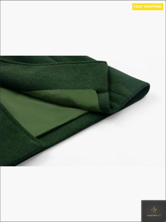 Wool Blend Pea Coat Classic Stand Collar Single Breasted Winter Mid Long - Picture 5 of 5